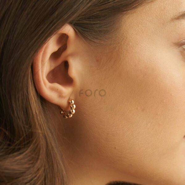 Gold Beaded Hoops (medium) | Foroworld | Gold Beaded Hoops (medium) in Yellow Gold - Foroworld Jewelry