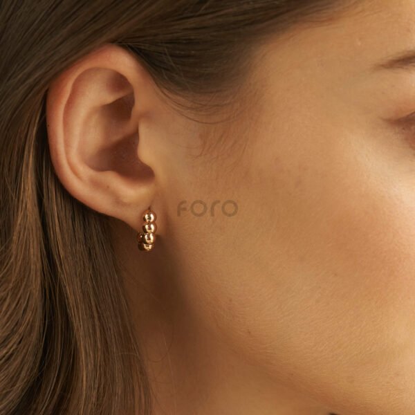Gold Beaded Hoops (medium) | Foroworld |
