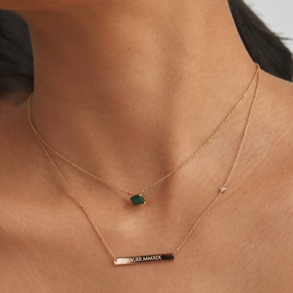 Engravable Bar Necklace with Diamond Accent | Foroworld |