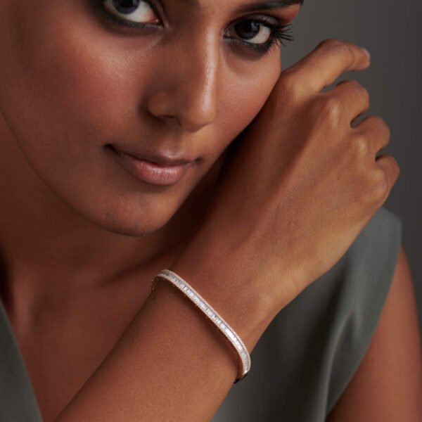 Baguette & Round Diamond Cushion Bangle | Foroworld |